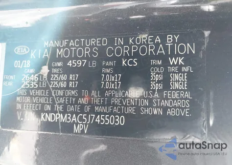 2018 Kia Sportage Lx из США, поврежденный, VIN KNDPM3AC5J7455030